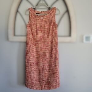 TALBOTS Red Orange Yellow Tweed Sheath Dress, Sz 10